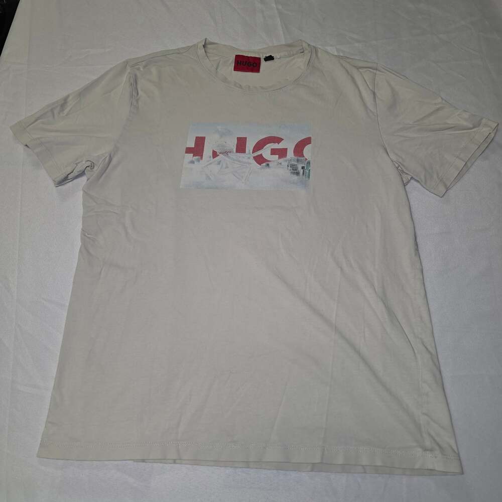 HUGO Men's Graphic Print Logo Crew-Neck Cotton T-Shirt Medium